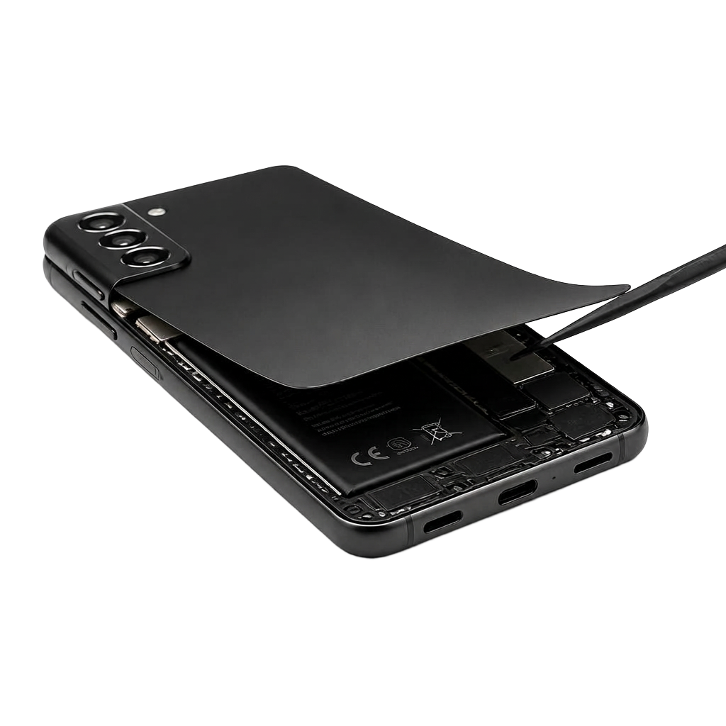 3D render of a smartphone being opened with a pry tool